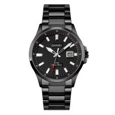Чоловічий наручний годинник Skmei 1654 Чорний на сталевому браслеті