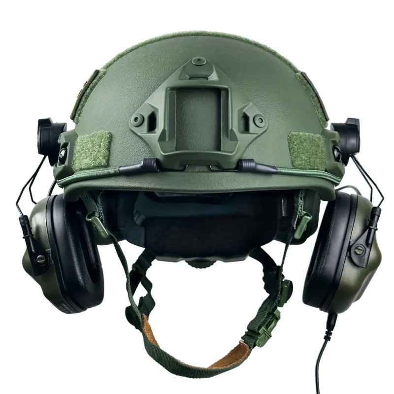 Шолом кевларовий FAST NIJ IIIA та навушники Earmor M31H Mod3 M Ranger Green
