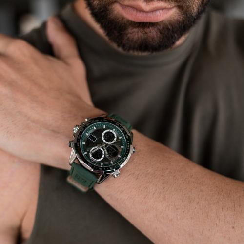 Наручний годинник чоловічий NaviForce Fly ArmyGreen Сріблястий (2743)