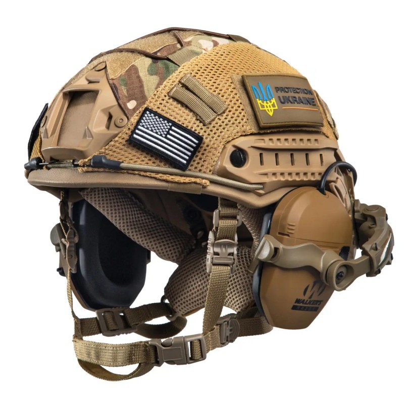 Комплект шолом FAST Team Wendy NIJ IIIA/навушники Walkers Razor/кріплення Чебурашки/кавер XL Мультикам