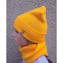 В'язана шапка з хомутом демісезонна КАНТА унісекс розмір дорослий жовтий (OC-914)