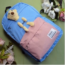 Рюкзак шкільний для дівчинки та хлопчика Hoz Bear Fashion 29 х 42 х 18 см Блакитний з рожевим (SK001664)