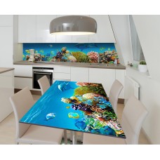 Наклейка 3Д вінілова на стіл Zatarga «Підводні рифи» 600х1200 мм для будинків, квартир, столів, кав'ярень, кафе