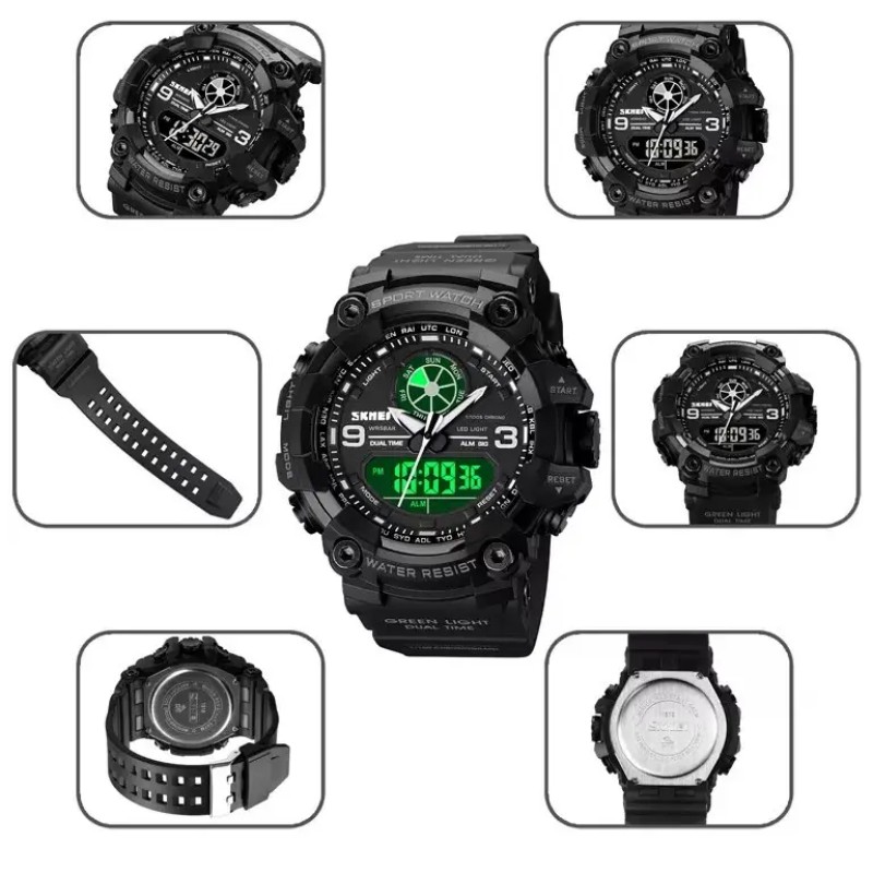 Чоловічий армійський наручний годинник Skmei 1818 Чорний