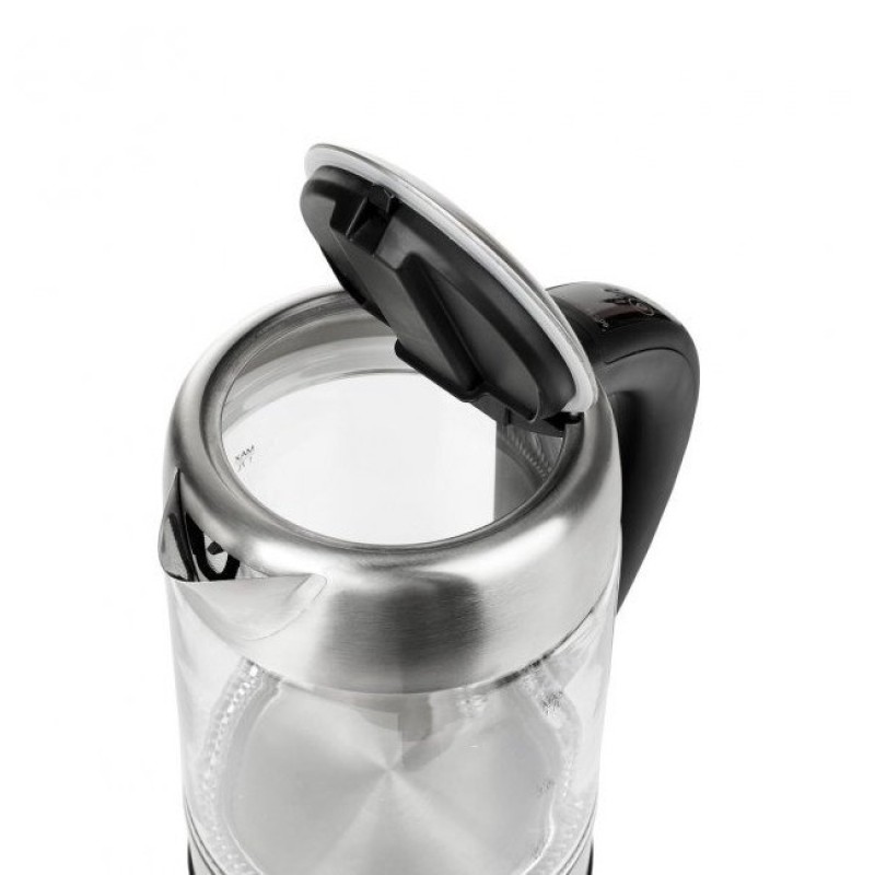 Електрочайник з терморегулятором скляний Adler AD 1247 1.7 л сріблястий