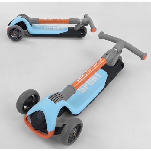 Самокат триколісний Best Scooter складане алюмінієве кермо, 3 колеса PU зі світлом Blue/Orange (102032) Самокат триколісний Best Scooter складане алюмінієве кермо, 3 колеса PU зі світлом Blue/Orange (102032)