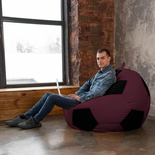 Крісло мішок М'яч Оксфорд 120см Студія Комфорту Великий Бордовий + Чорний