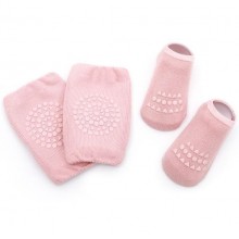 Набір наколінників та шкарпеток дитячих для повзання малюків Hoz Children Knee One Size Dark Rose (SK001588)
