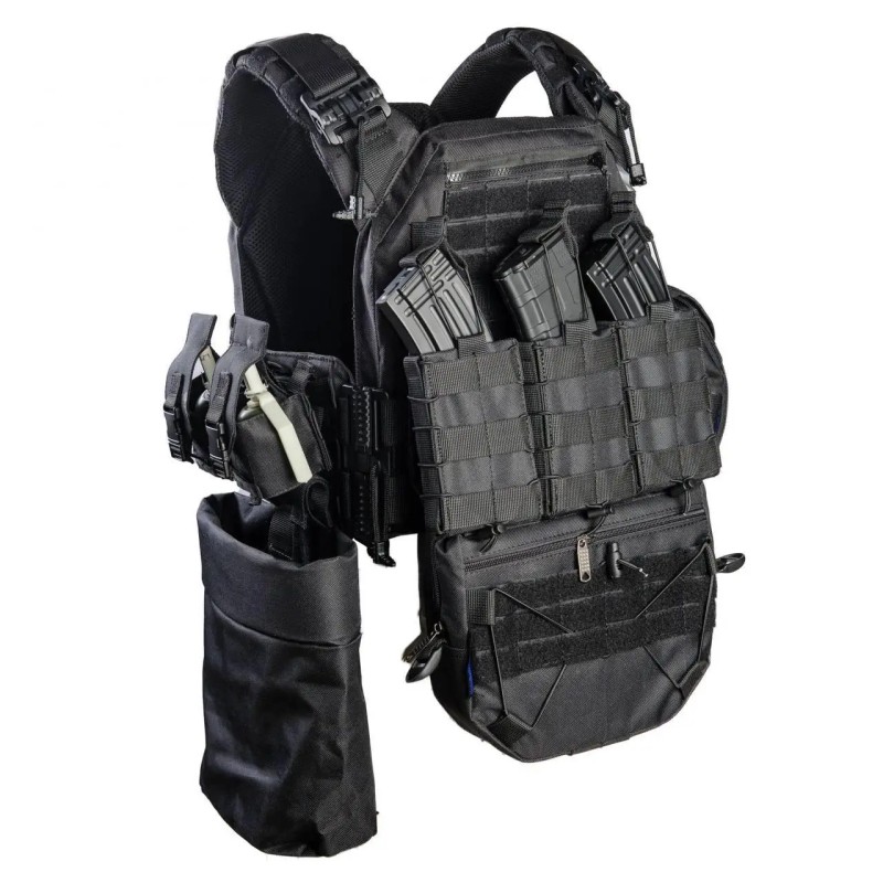 Комплект плитоноски з підсумками та напашником без плит No Brand 25 х 30 см Чорний (2019384333)