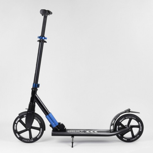 Самокат алюмінієвий Best Scooter з PU колесами і 1 переднім амортизатором Black/Blue (99631) Самокат алюмінієвий Best Scooter з PU колесами і 1 переднім амортизатором Black/Blue (99631)