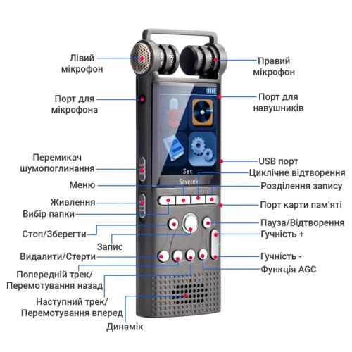 Професійний диктофон цифровий з лінійним входом Savetek GS-R06 32 Гб (100894) в інтернет супермаркеті PbayMarket!