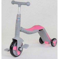 Самокат 3в1 Best Scooter з PU колесами + світло та 8 мелодій Grey/Pink (90793)