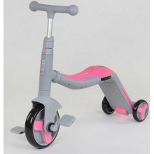 Самокат 3в1 Best Scooter з PU колесами + світло та 8 мелодій Grey/Pink (90793)