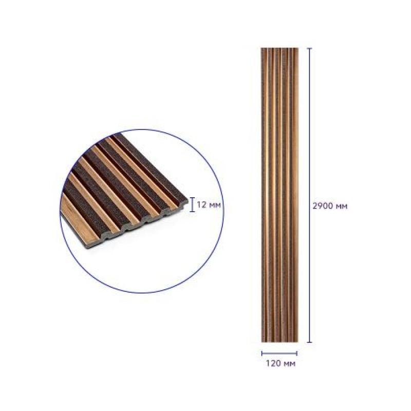 Декоративна стінова рейка Sticker Wall PS 2900x120x12 мм Коричнево-бежевий (SW-00002135)