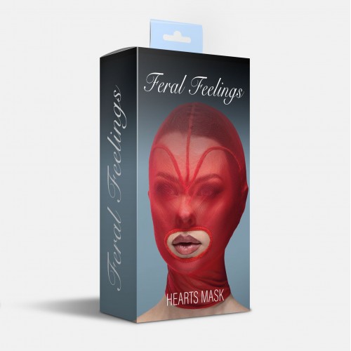 Маска серце сітка з відкритим ротом Feral Feelings - Hearts Mask Red/Red в інтернет супермаркеті PbayMarket!