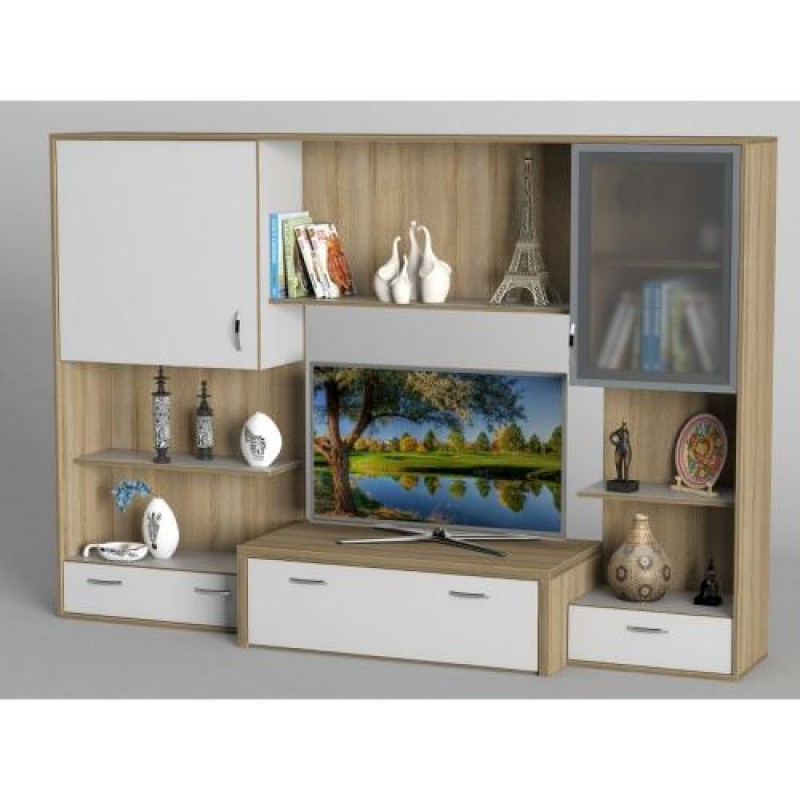 Стінка в вітальню Тиса Мебель Вітальня-117 Сонома Білий 1600x450x2380 мм