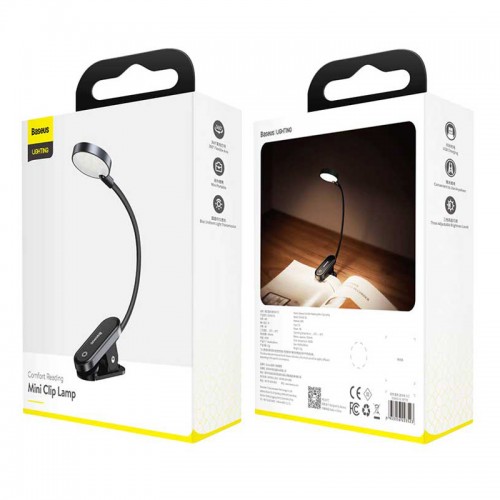 Універсальна акумуляторна LED лампа на кліпсі Baseus Comfort Reading Mini Clip Lamp DGRAD-0G (Темно-сіра)