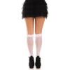 Шкарпетки ажурні з рюшами Leg Avenue Sweetheart Ruffle Cuff Knee Highs White, високі