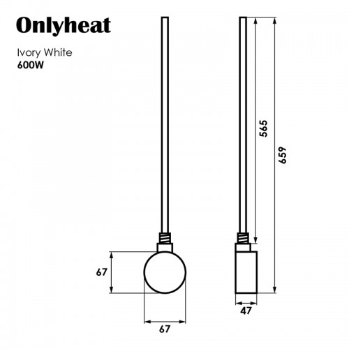 ТЕН для рушникосушки OnlyHeat Ivory White 0,6 кВт