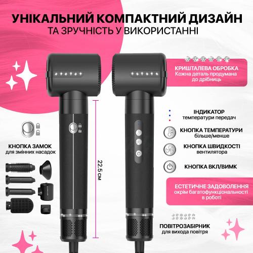 Мультистайлер No Brand Airwrap HS05 long, стайлер з 7 насадками Чорний Мультистайлер No Brand Airwrap HS05 long, стайлер з 7 насадками Чорний