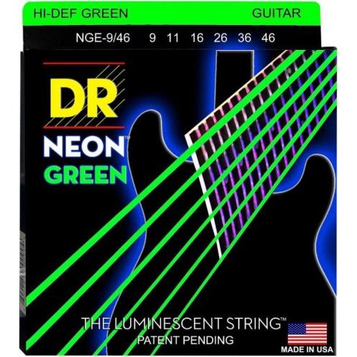 Струни для електрогітари DR NGE-9/46 Hi-Def Neon Green K3 Coated Light Heavy Electric Guitar Strings 9/46 Струни для електрогітари DR NGE-9/46 Hi-Def Neon Green K3 Coated Light Heavy Electric Guitar Strings 9/46