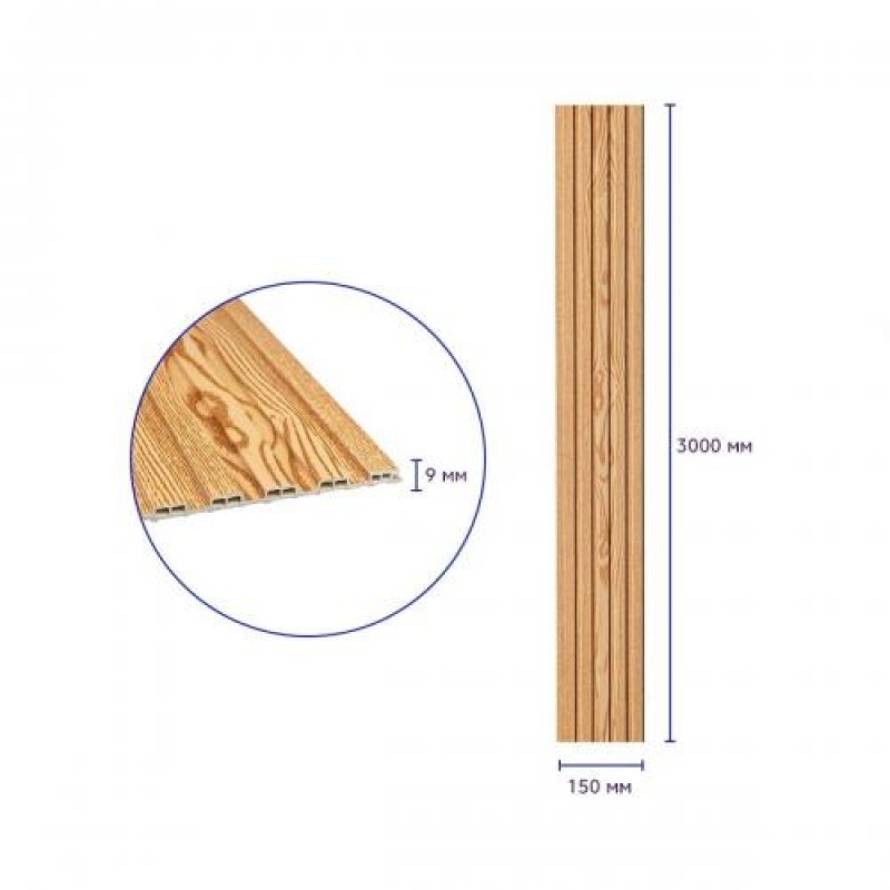 Декоративна рейка WPC стінова сосна 3000*150*9мм (D) SW-00001867 Sticker Wall