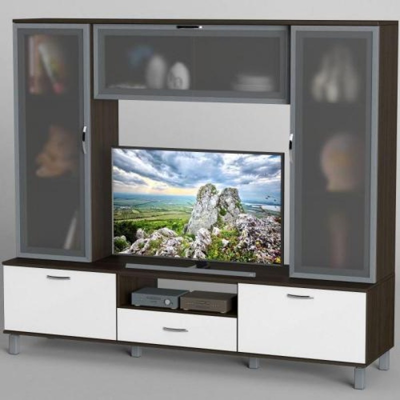 Стінка в вітальню Тиса Мебель Вітальня-33 Венге Білий 1600x450x1800 мм