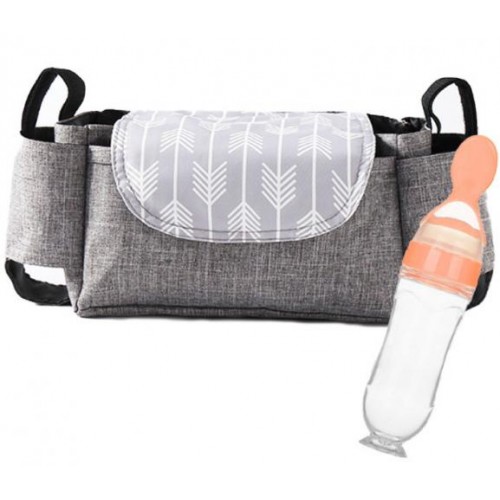 Набір підвісна сумка для коляски 35х11х15 см Сіра та Пляшка-ложка для годування Помаранчева (vol-1411) Набір підвісна сумка для коляски 35х11х15 см Сіра та Пляшка-ложка для годування Помаранчева (vol-1411)