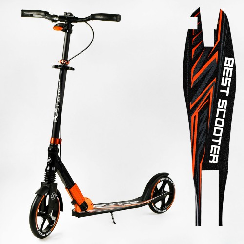 Двоколісний складаний самокат Best Scooter 100 кг Black and orange (113216) Двоколісний складаний самокат Best Scooter 100 кг Black and orange (113216)