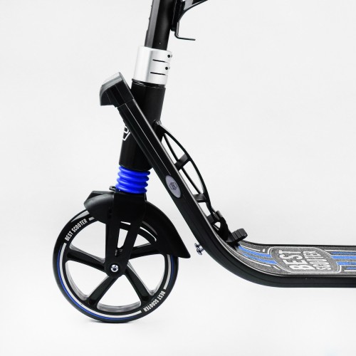 Двоколісний складаний самокат ліхтарик 2 амортизатора Best Scooter 100 кг Black and blue (114436)