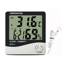 Цифровий термомогігрометр з датчиком HTC-2 100×108×20 мм Білий
