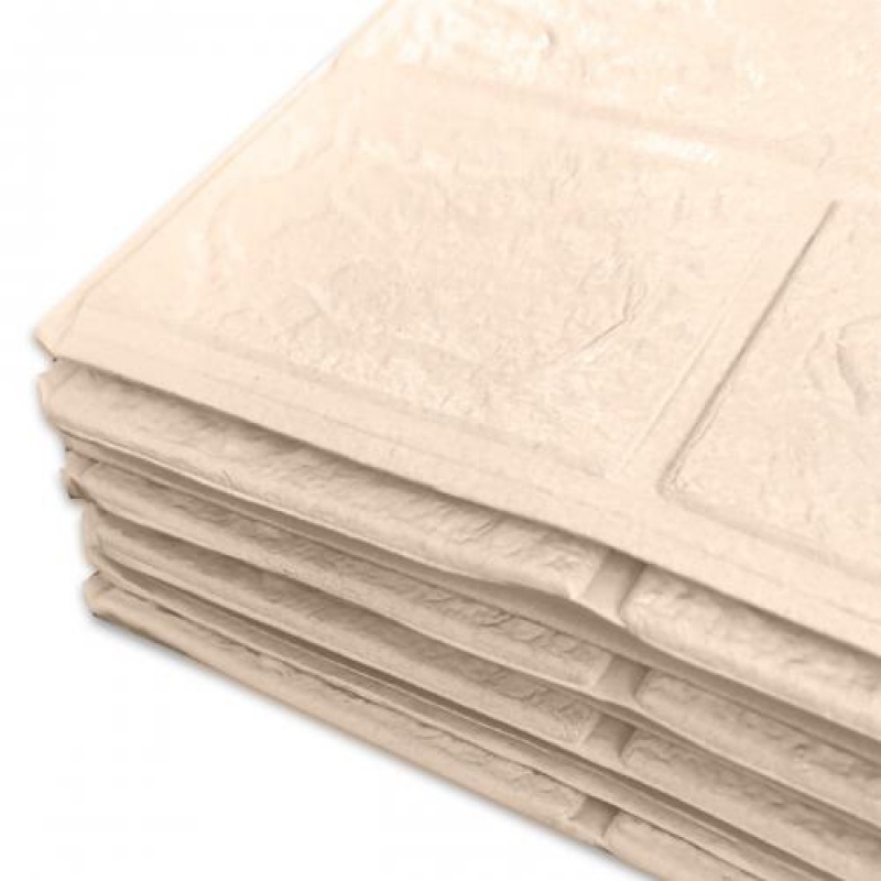 Самоклеюча декоративна 3D панель 3D Loft OS-BG345-3 під цеглу кольору слонової кістки в рулоні 20 м 20000x700x3 мм