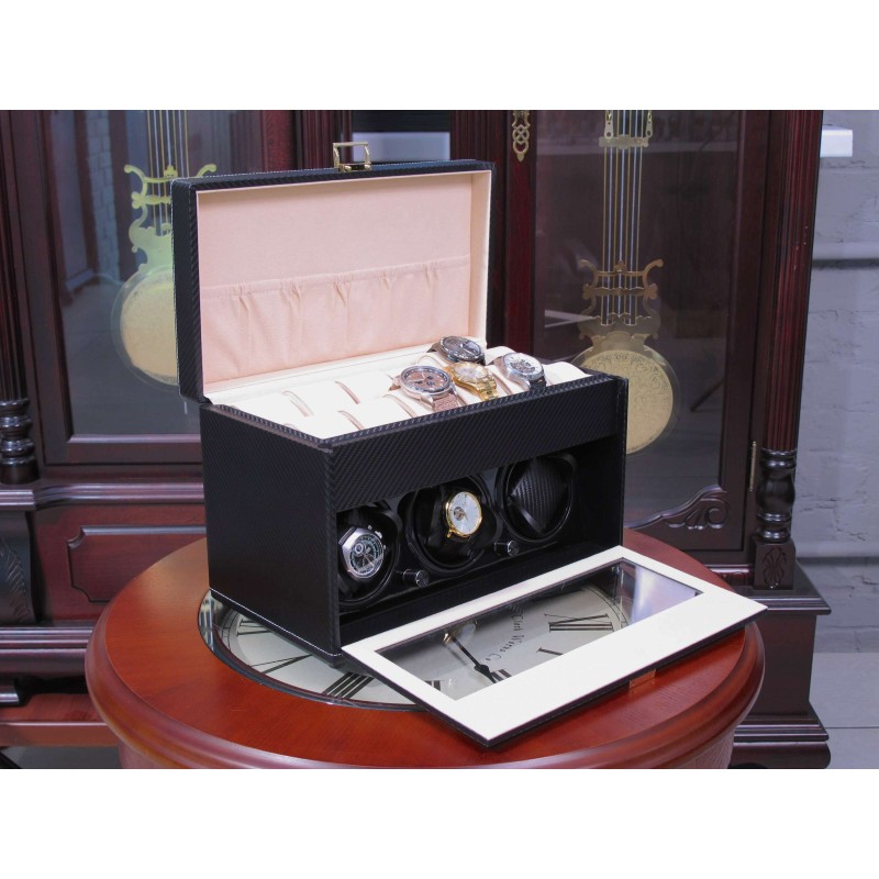 Шкатулка Salvadore для підзаводу 3 годинників 3/12BL 3x3 12+ Чорний