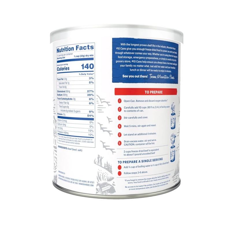 Сублімоване м'ясо яловичини шматочками з великим терміном придатності 30 років Mountain House, 15 порцій