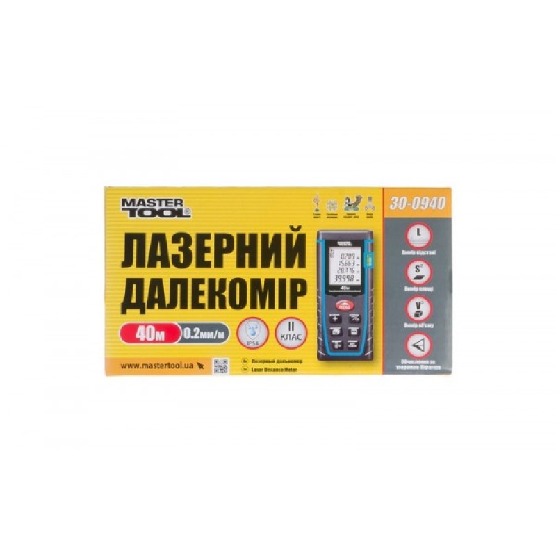 Дальномір лазерний MASTERTOOL 0.05-40 м 2 мм/м чохол 30-0940