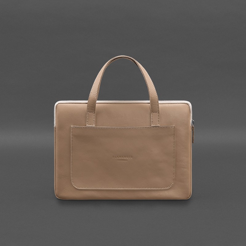 Шкіряний чохол з ручками для ноутбука 13 дюйм Світло-бежевий BlankNote