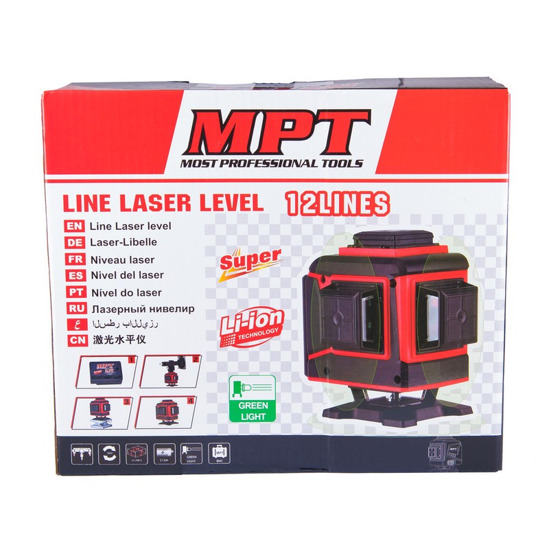 Рівень лазерний MPT PROFI H360+2хV360 3 лазерні головки GREEN 0.3 мм/м 45 м Li-ion тринога сумка MLL1207