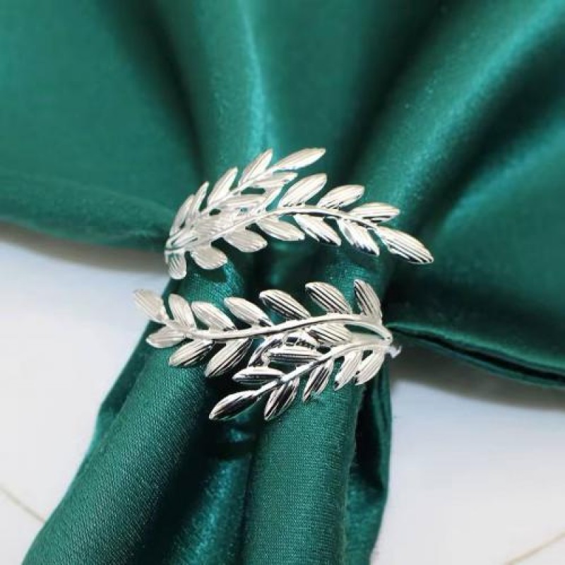 Набір кілець для серветок Світ текстилю Листя Silver Сріблястий 6 шт