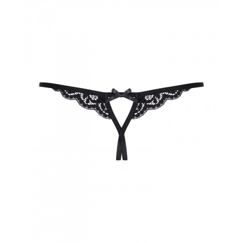 Мереживні танги з двома отворами Obsessive 831-THC-1 crotchless thong S/M, чорні, бантики в інтернет супермаркеті PbayMarket!