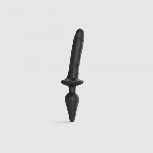 Анальна пробка з дилдо 2в1 Strap-On-Me SWITCH PLUG-IN REALISTIC DILDO Black L, діаметр 4,5/3,4 см в інтернет супермаркеті PbayMarket!