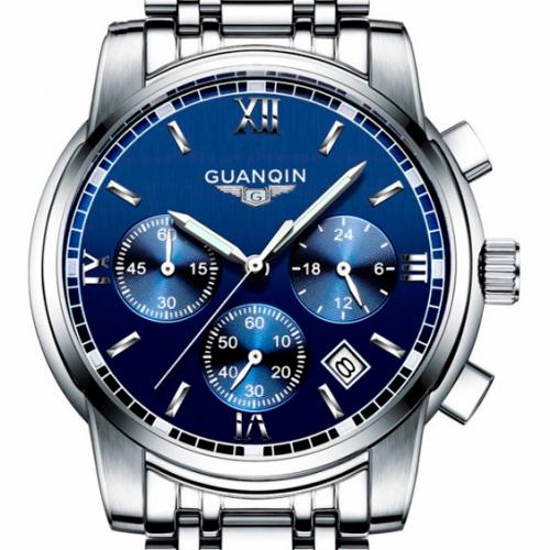 Наручний годинник чоловічий Guanquin Liberty Сріблястий (1357)