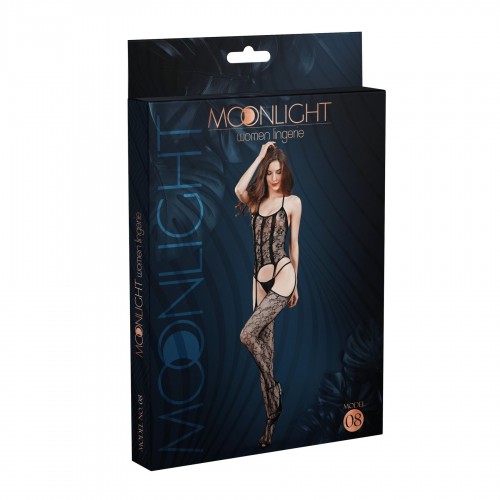 Бодістокінг з доступом Moonlight Model 08 XS-L Black, імітація корсета та панчіх на підв’язках в інтернет супермаркеті PbayMarket!