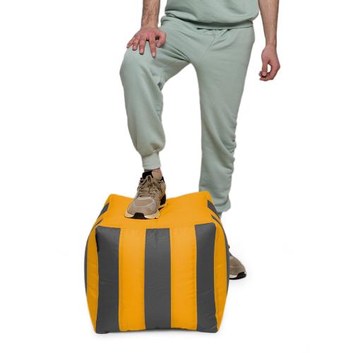 Пуф Кубик Смугастий Оксфорд 40х40 Студія Комфорту Сірий + Жовтий Пуф Кубик Смугастий Оксфорд 40х40 Студія Комфорту Сірий + Жовтий