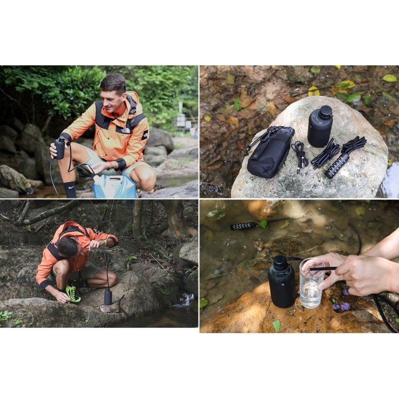 Електронний автоматичний портативний фільтр для води туристичний похідний BKLES BK-2000, зелений