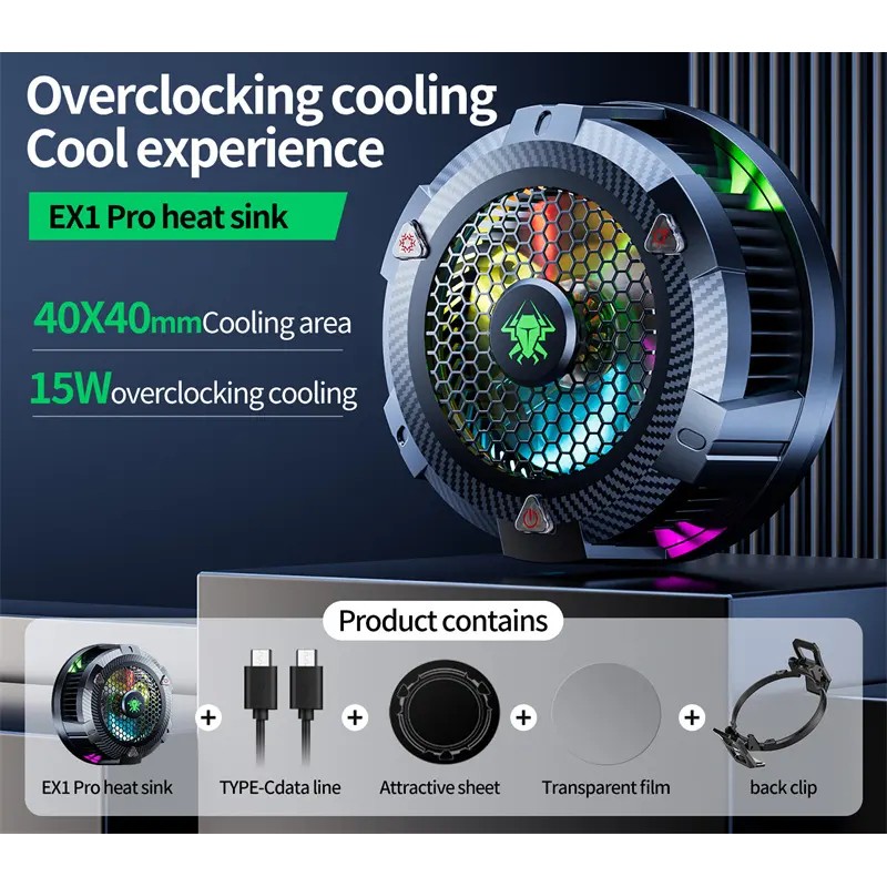 Магнітно-затискний 2в1 напівпровідниковий радіатор-вентилятор для смартфона активне охолодження Plextone EX1 PRO