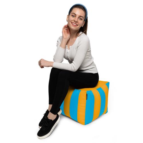 Пуф Кубик Смугастий Оксфорд 40х40 Студія Комфорту Жовтий + Блакитний Пуф Кубик Смугастий Оксфорд 40х40 Студія Комфорту Жовтий + Блакитний