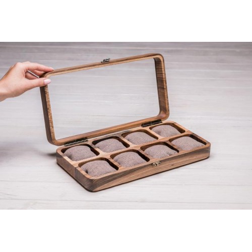 Органайзер на 8 комірок для зберігання наручних годинників ecoWalnut 7х35х18 см Органайзер на 8 комірок для зберігання наручних годинників ecoWalnut 7х35х18 см