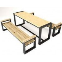 Обідній стіл з 2 лавками в стилі Loft NS-1281 780x1700x800 мм Черный