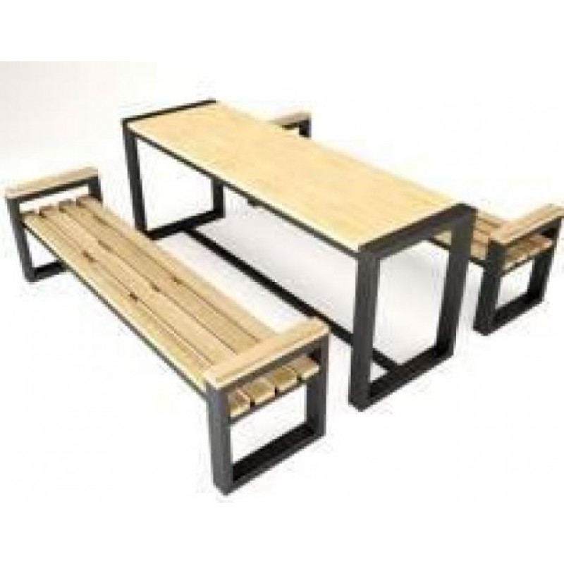 Обідній стіл з 2 лавками в стилі Loft NS-1281 780x1700x800 мм Черный