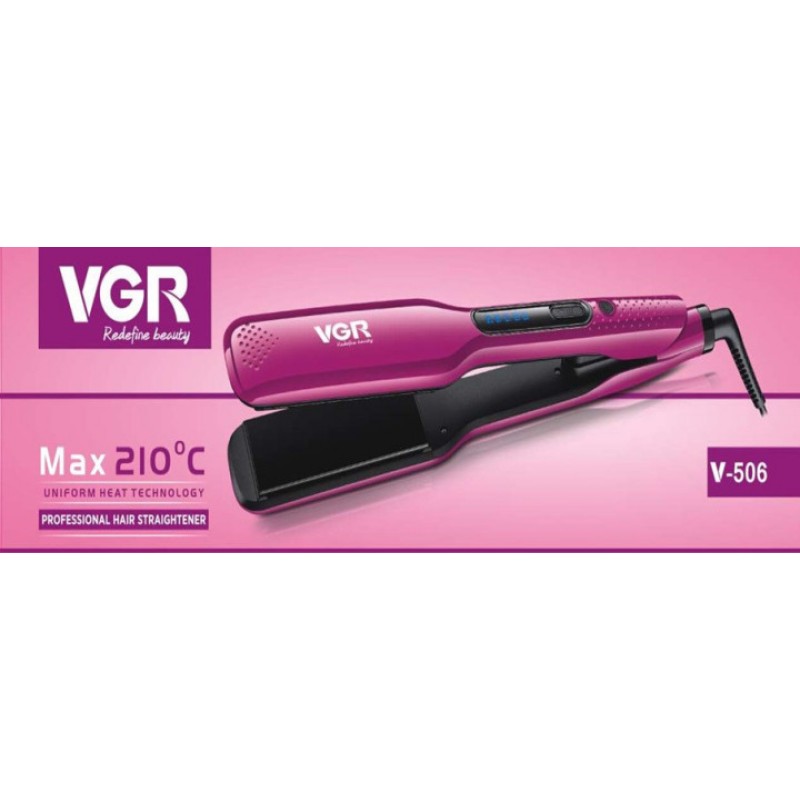 Праска випрямляча для волосся Vgr V-506 керамічна з дисплеєм і регулятором температури Рожевий (AN 237277057)